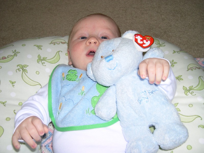 Nicky loves his bear!