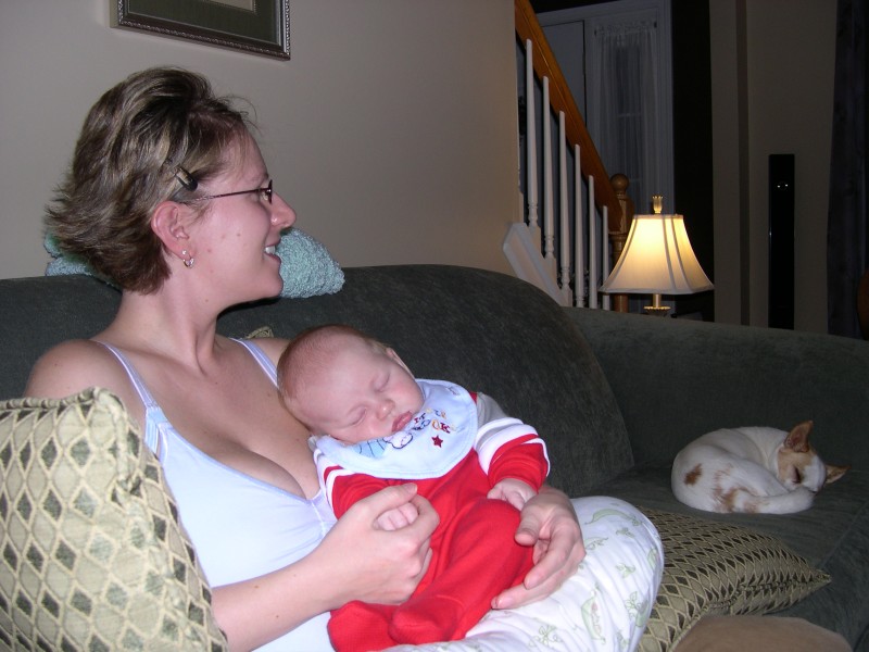 Mommy, Nicky and Keanu on the couch