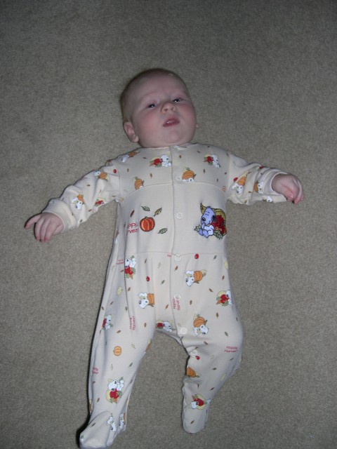 Nicky in his Snoopy Happy Harvest outfit