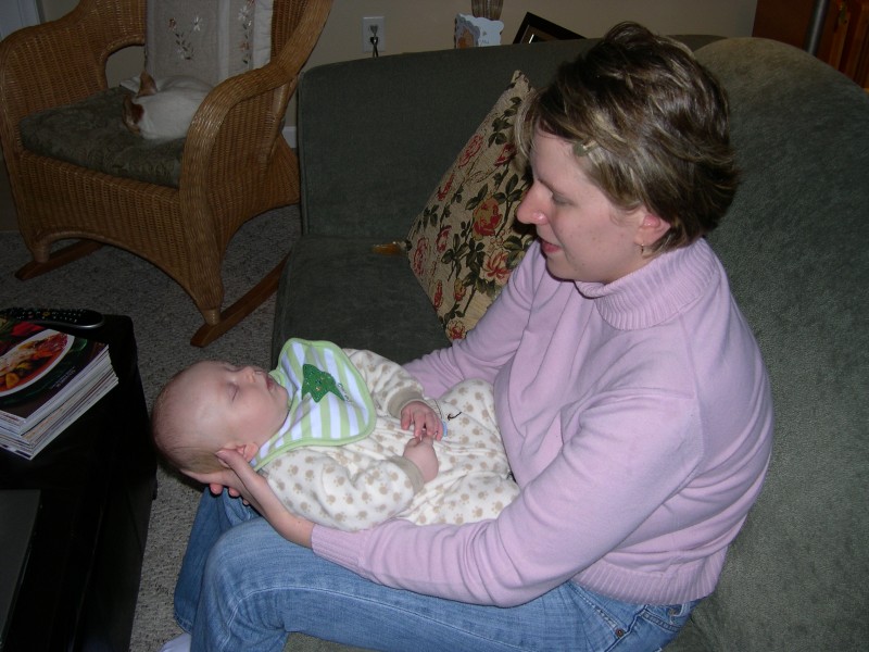 Sleeping Nicky, on Mommy's lap