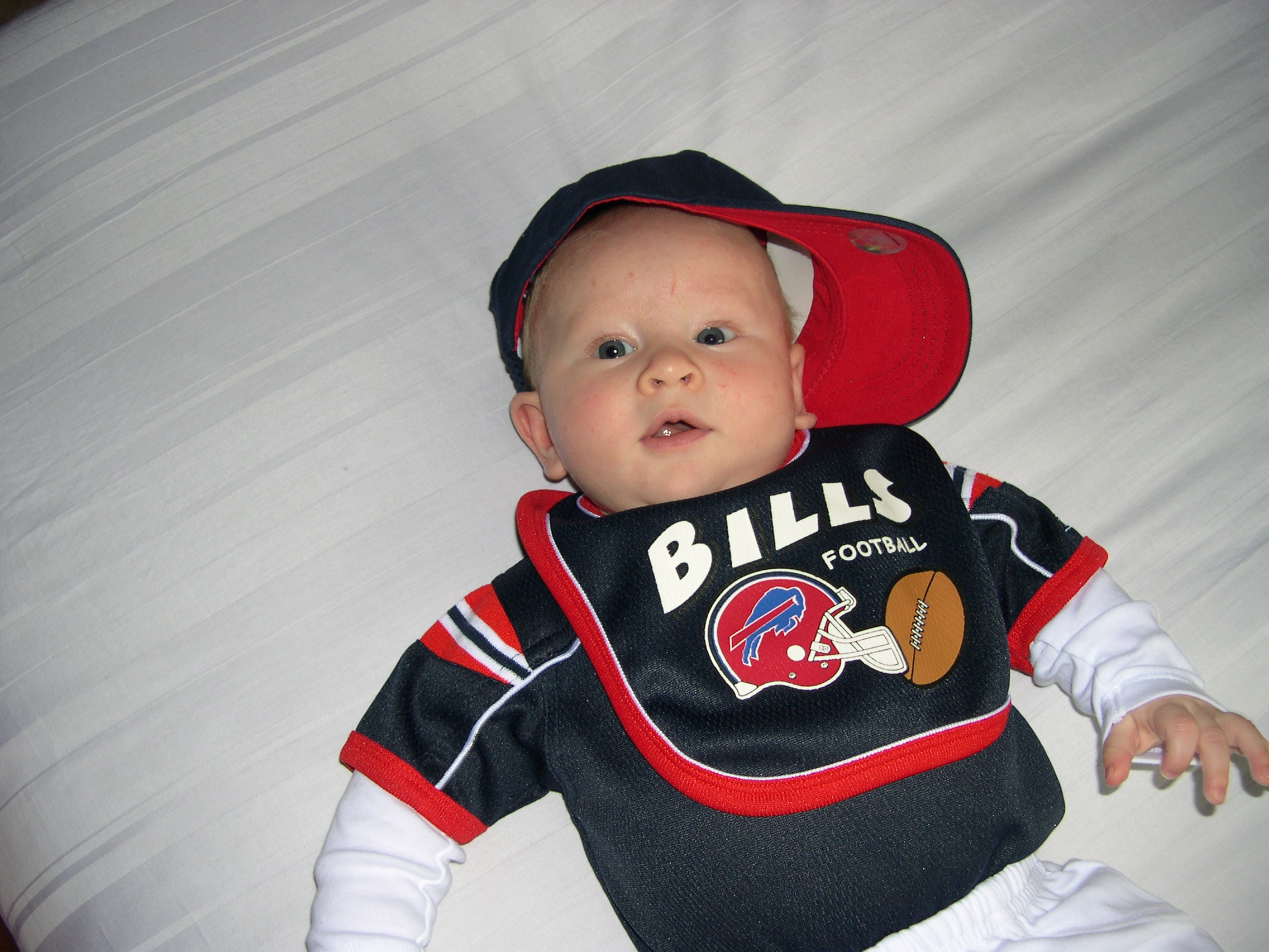 Nicky in his Buffalo Bills outfit