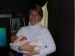 Jen holding Rebecca's new baby!