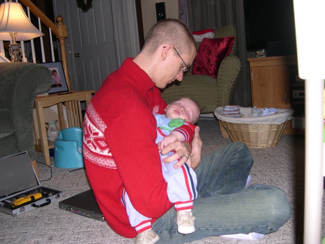 Nicky sleeping in Daddy's arms