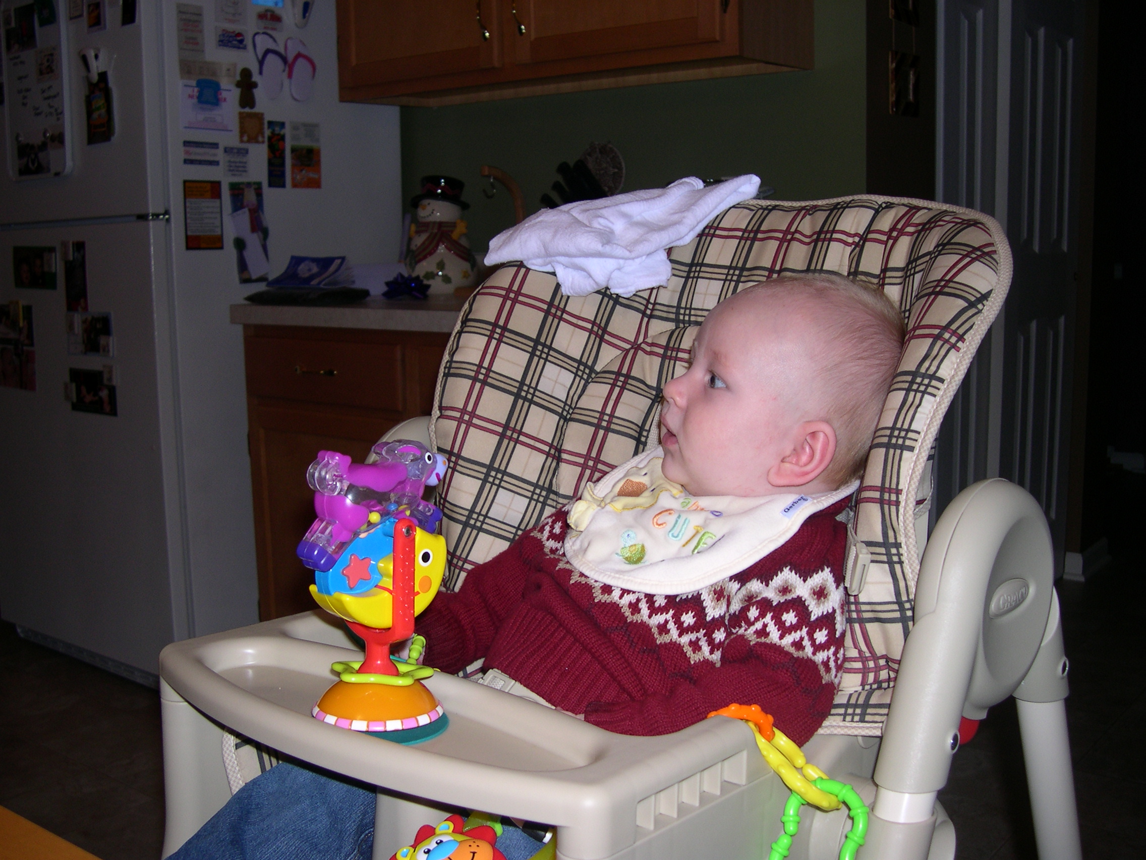 Nicky hanging out in his high chair