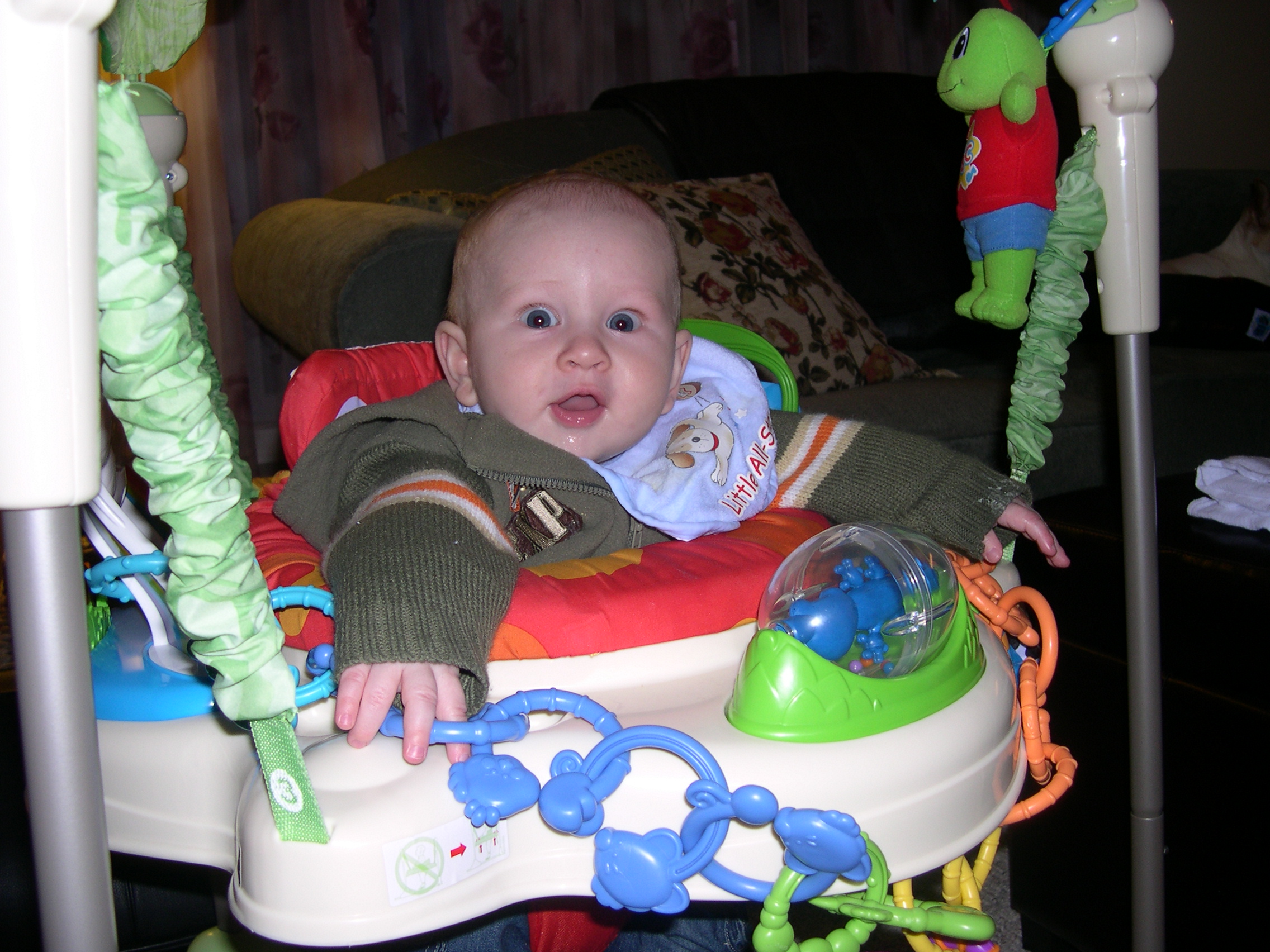 Nicky having fun in his Jumperoo