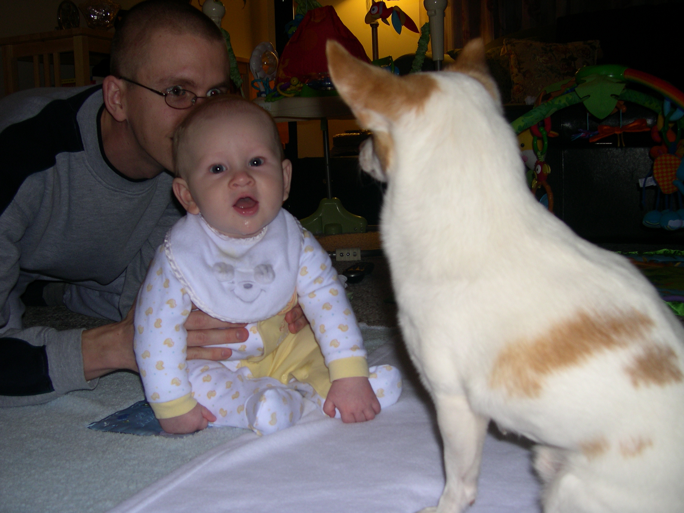 Daddy keeping a close eye on Keanu while Nicky explores