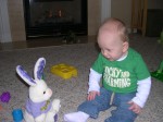 Nicky LOVES the singing Easter Bunny!