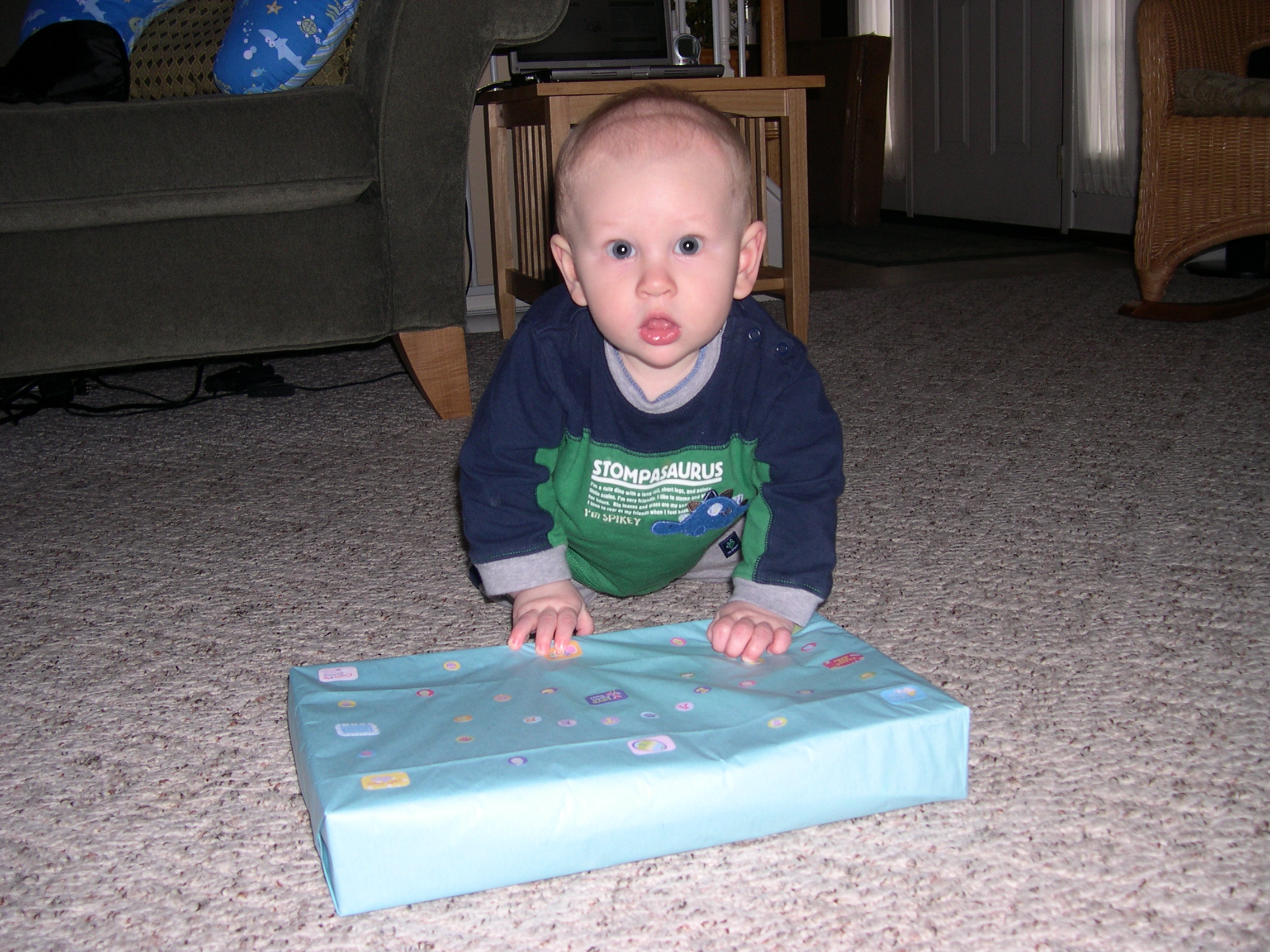 Nicky opening his present