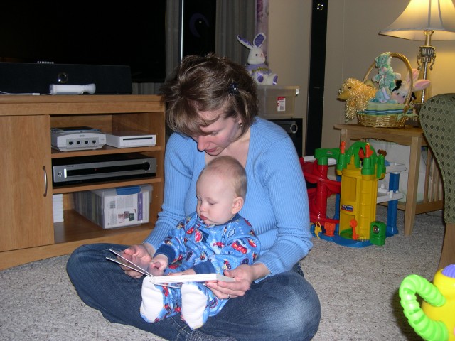 Mommy reading to Nicky