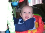 Nicky's finishing up in the Jumperoo - he's getting too big...