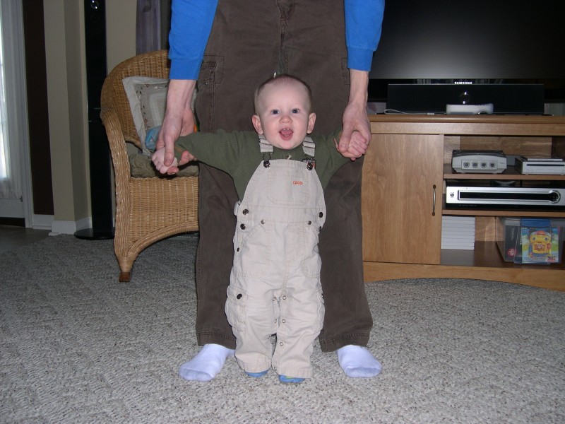 Nicky loves to walk with Daddy now!