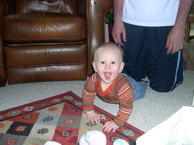 Nicky at Aunt Leslie and Uncle Sherwin's house