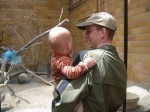 Nicky and Daddy looking at the meerkats