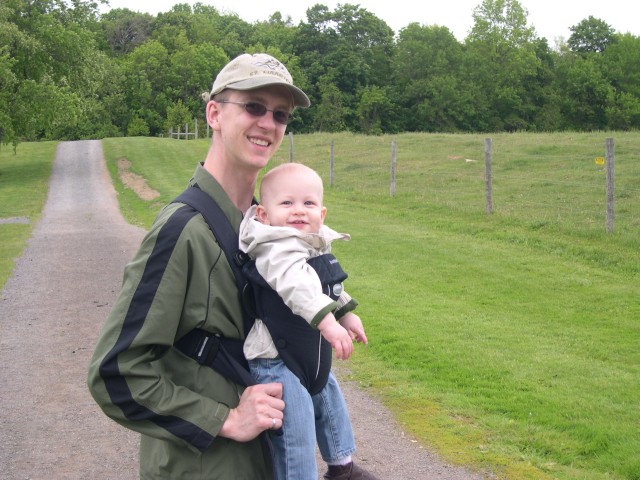 Nicky and Daddy getting ready to walk up the hill