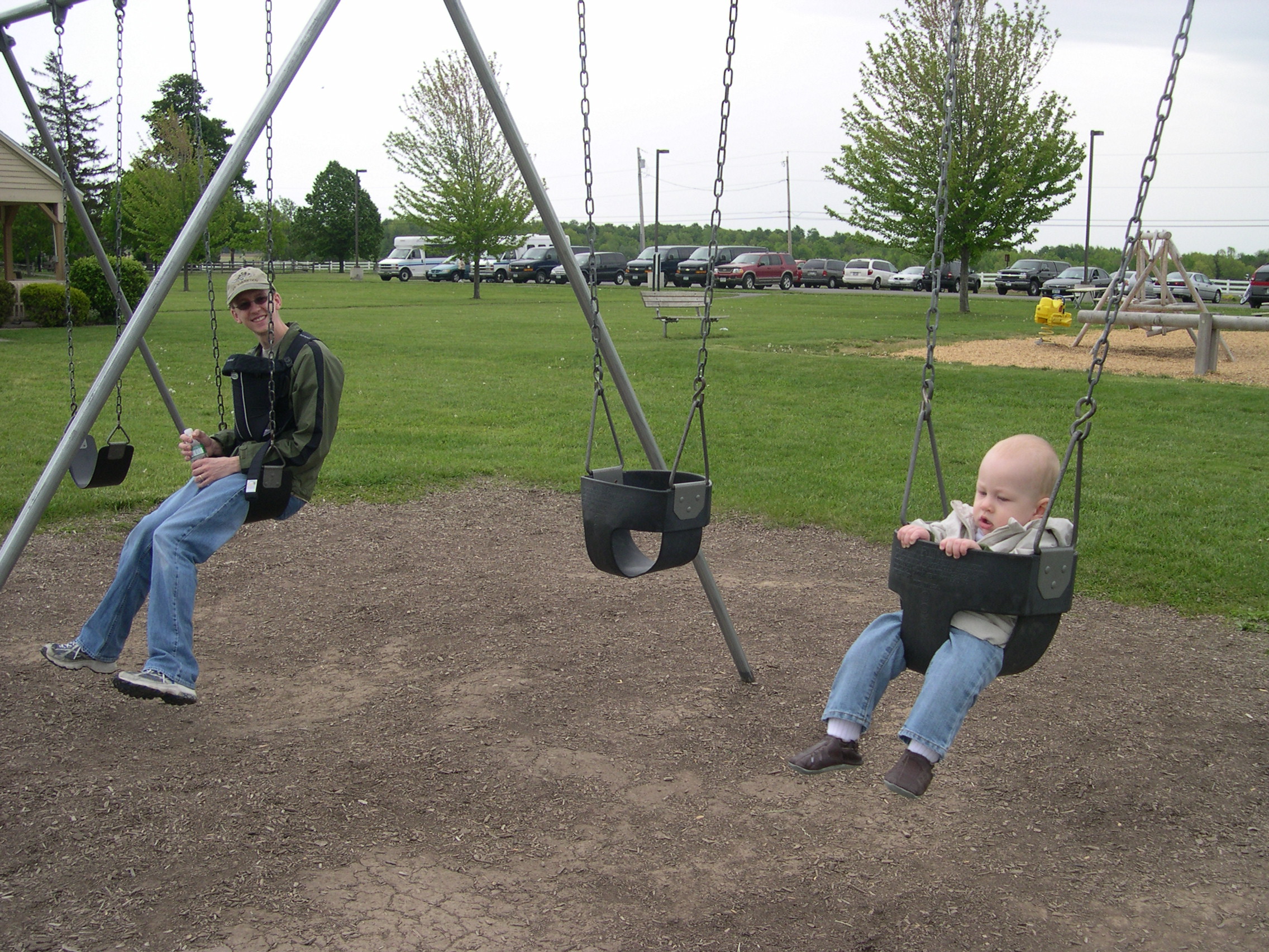 Nicky and Daddy swinging