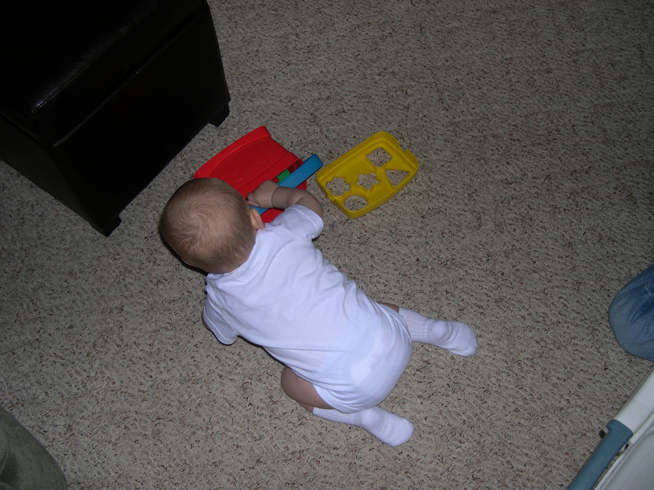 Nicky playing with his blocks