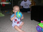 Nicky loves his ball; it's the perfect size!