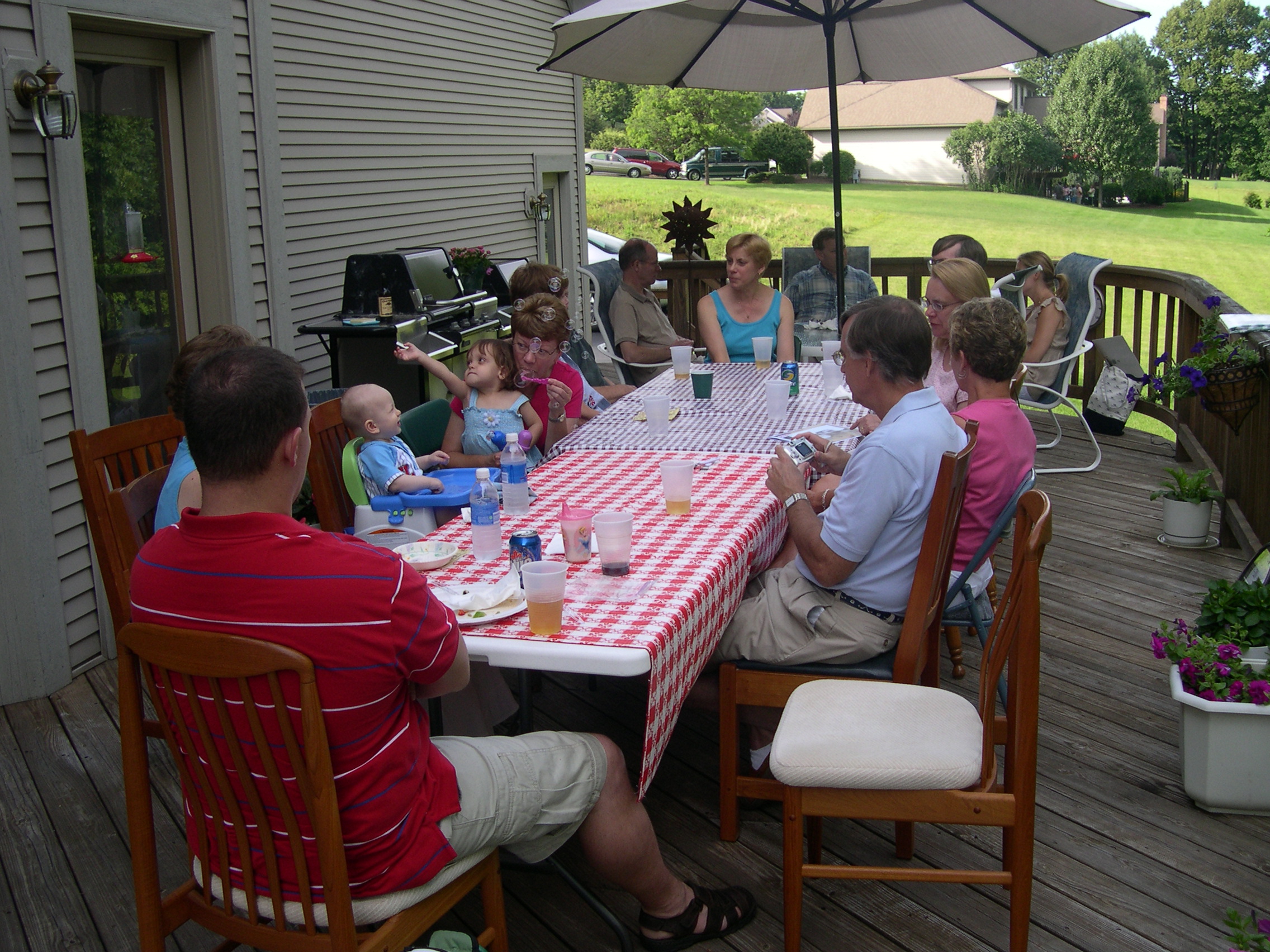 Everyone enjoying sitting together after dinner