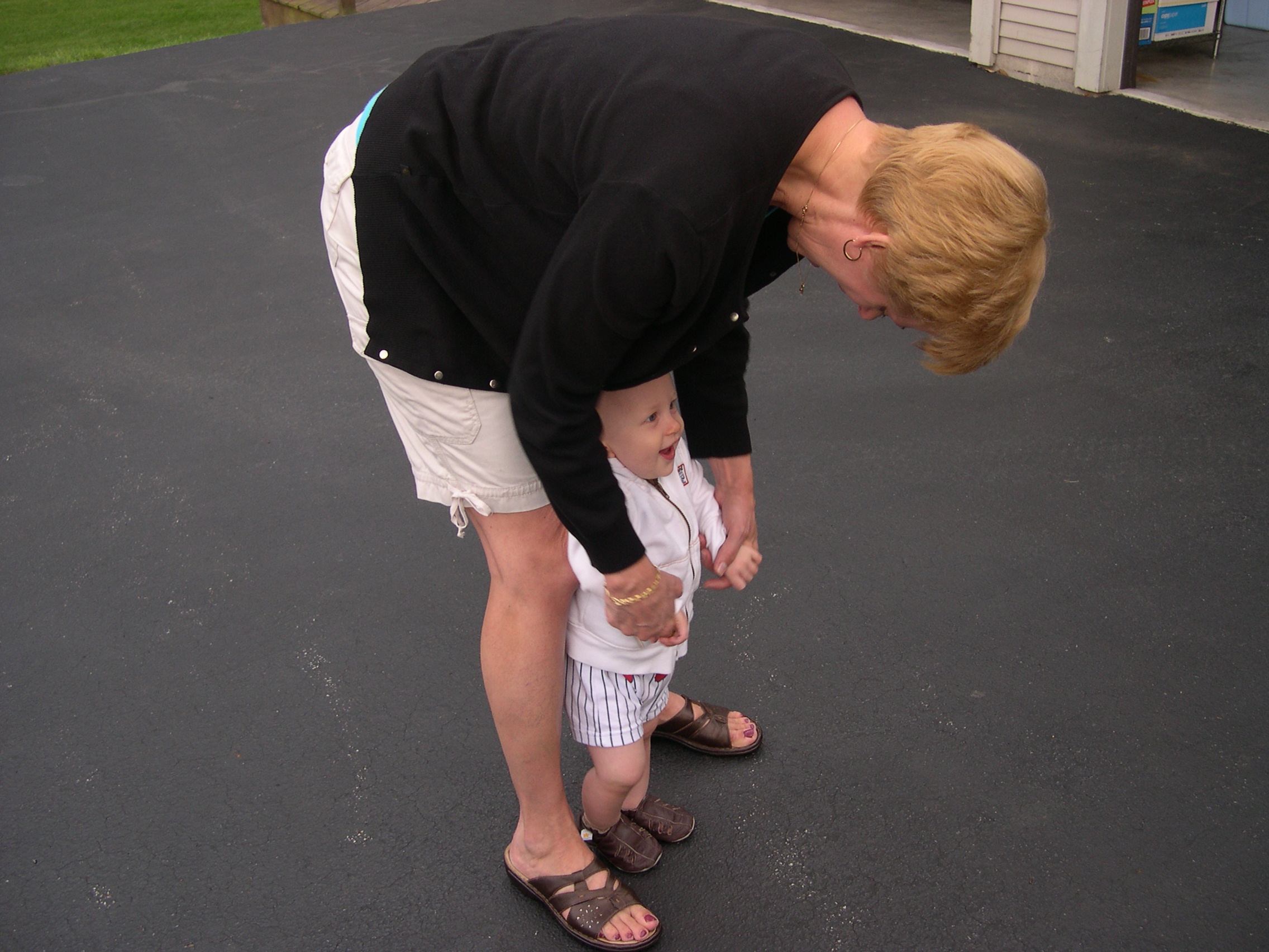 Nicky walking with Aunt Patty