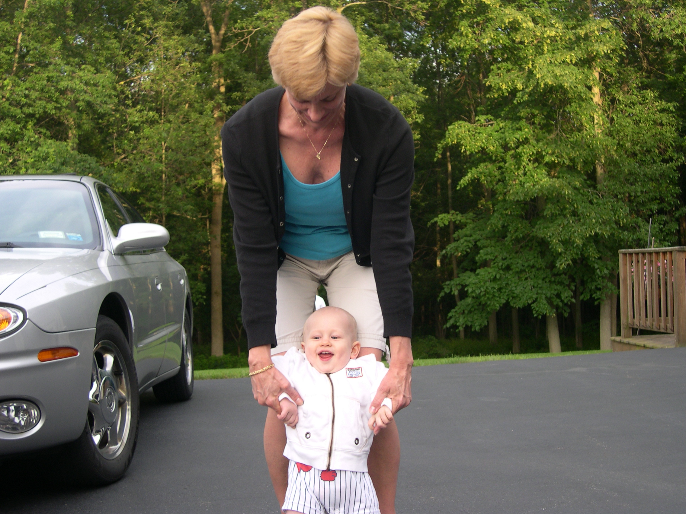 Nicky walking with Aunt Patty