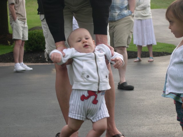 Nicky walking with Aunt Patty