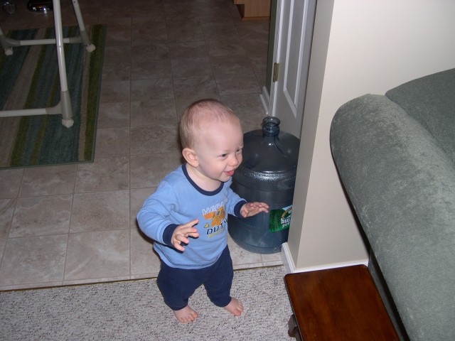 Nicky found a new toy - our empty water bottle!