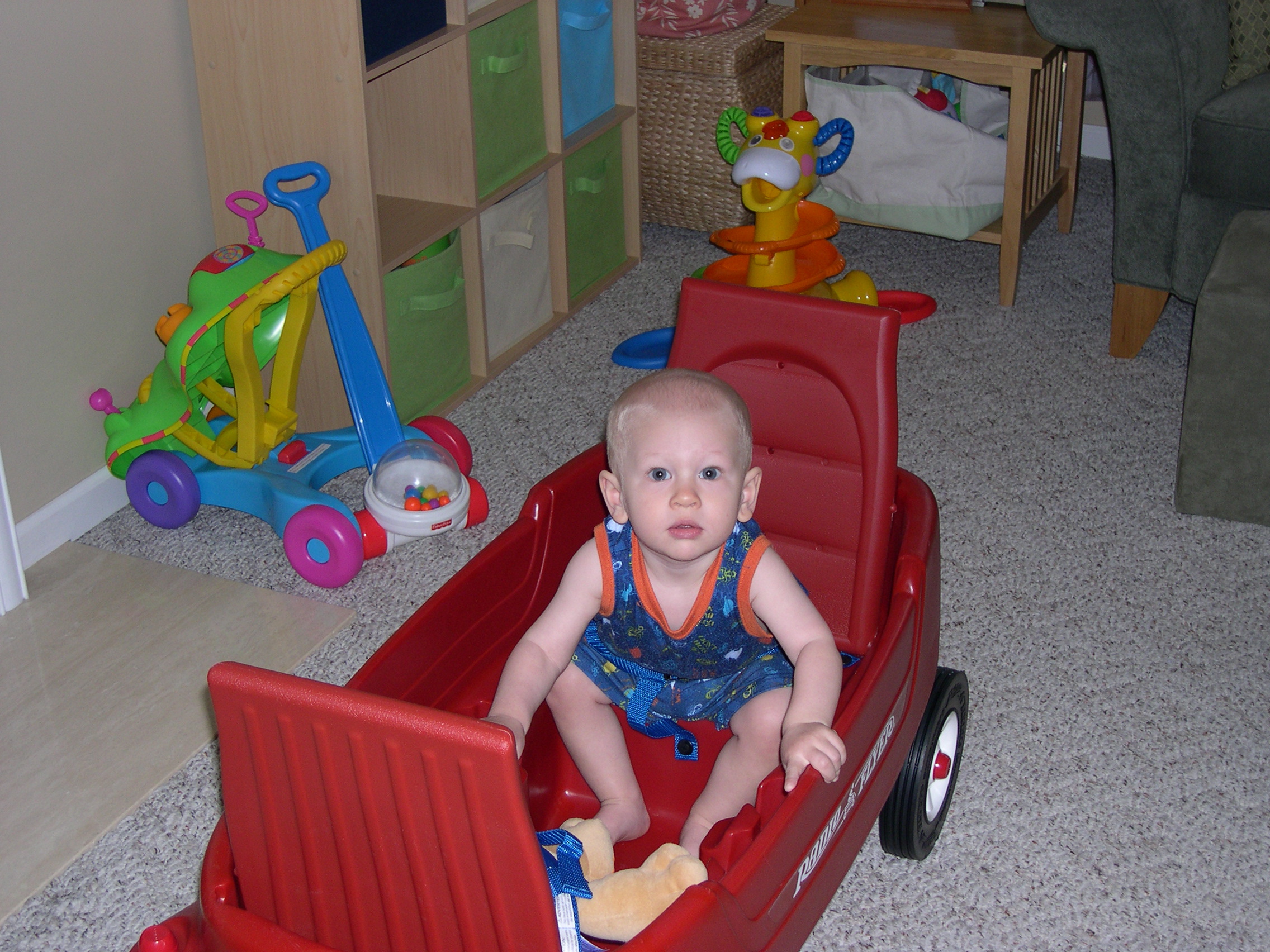 Nicky in the wagon