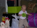 Nicky opening his birthday presents from Mommy and Daddy