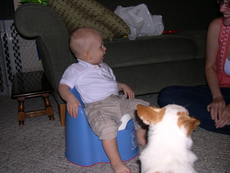 Taking a break on his new potty chair