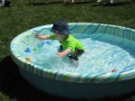 Nicky splashing in the swimming pool