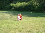 Nicky and Rylie in the backyard