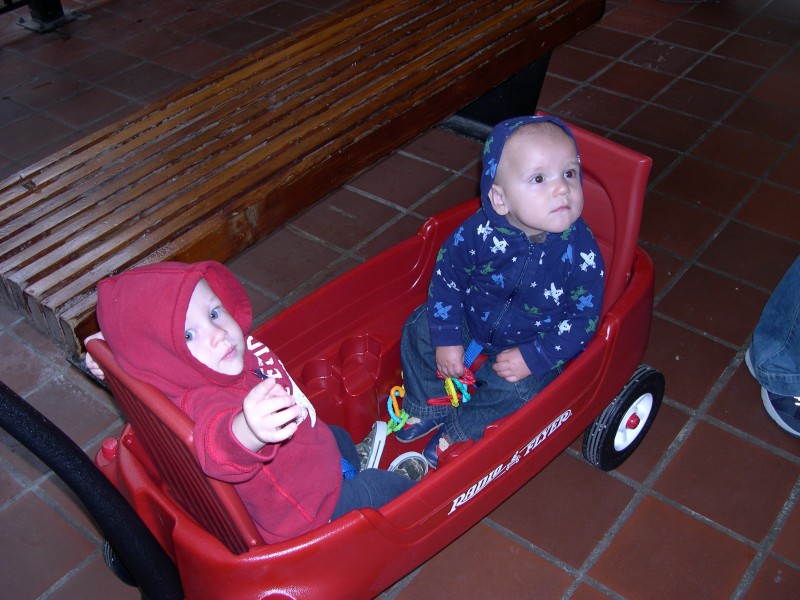 Nicky and Parker in the babboon house