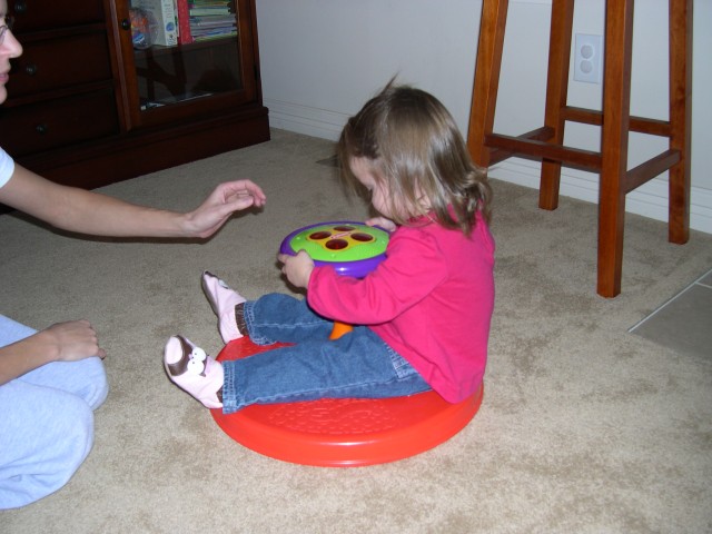 Abbie on a spinner