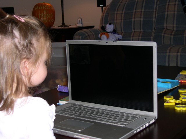 Abbie and Nicky videoconferencing for the very first time!