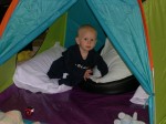 Nicky playing in the tent