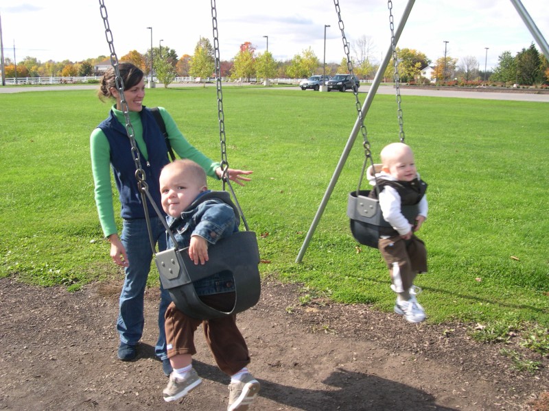 Margaret pushing Nicky and Parker