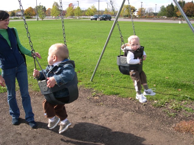 Margaret pushing Nicky and Parker