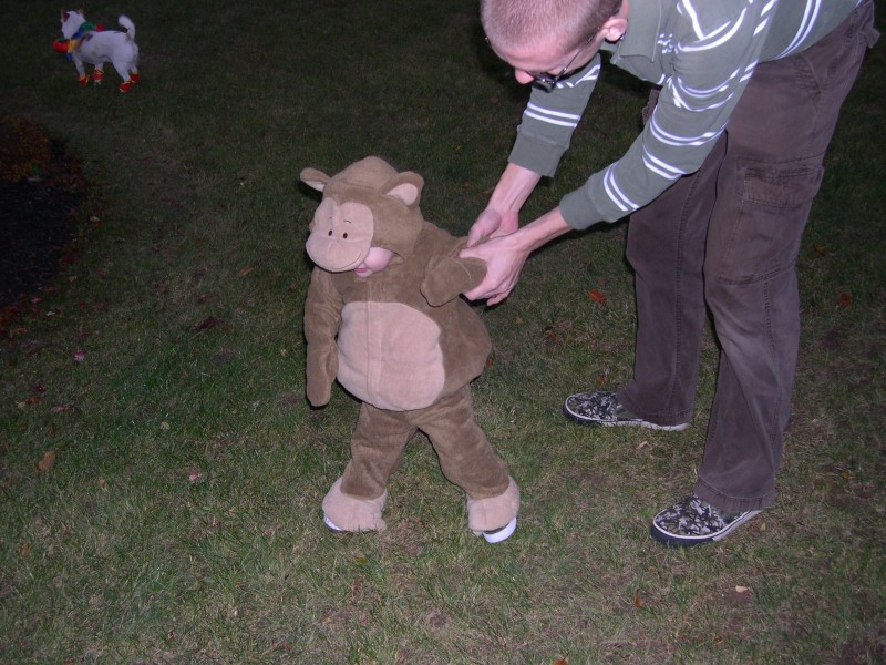 Daddy and Nicky walking around outside