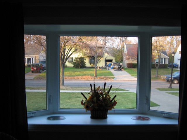 Bay window with the corian sill and header finally finished.