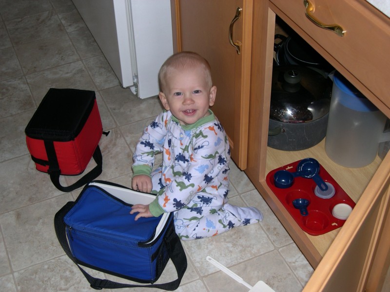 Nicky with the lunch pails