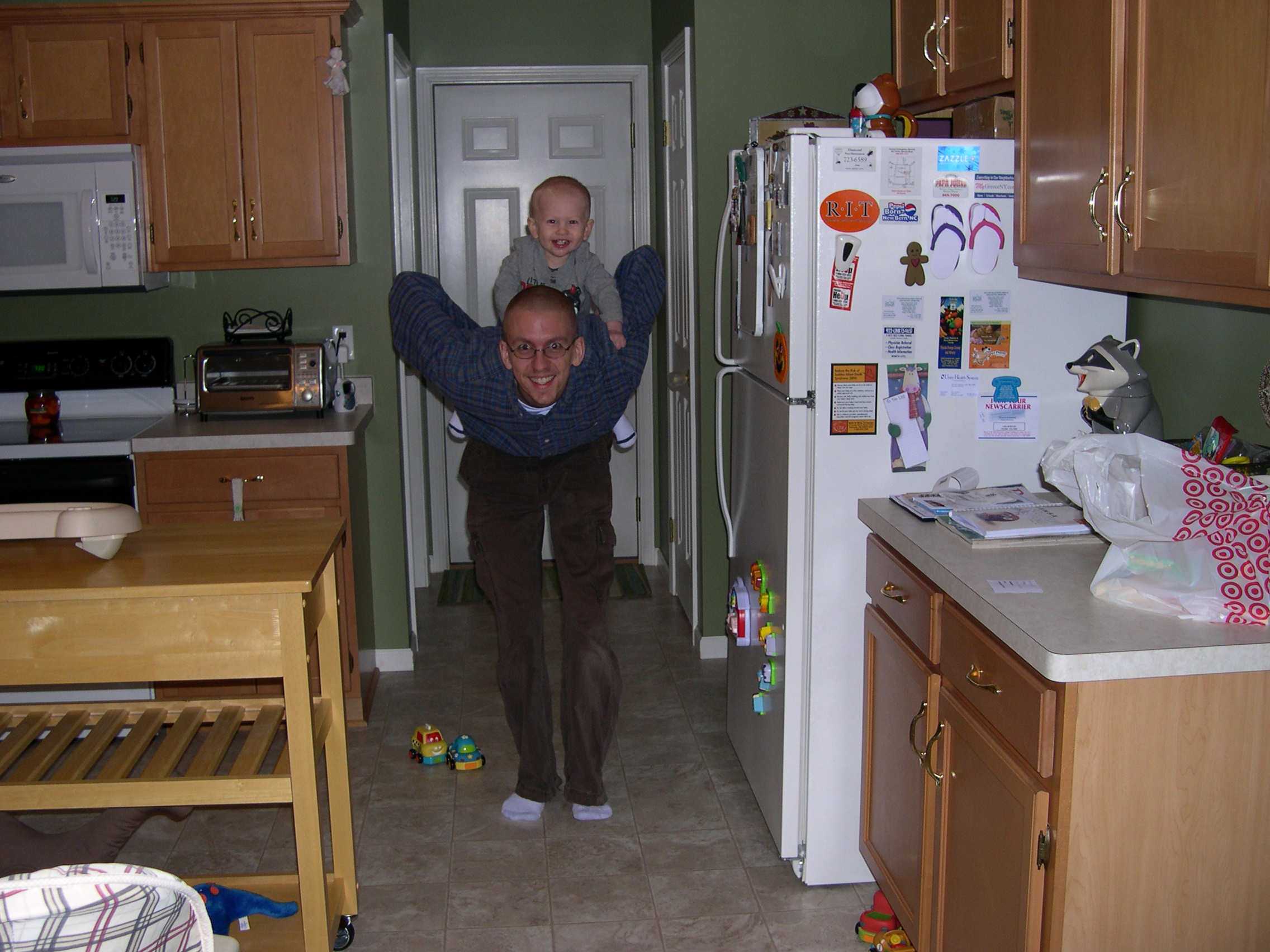 Running through the house on piggyback