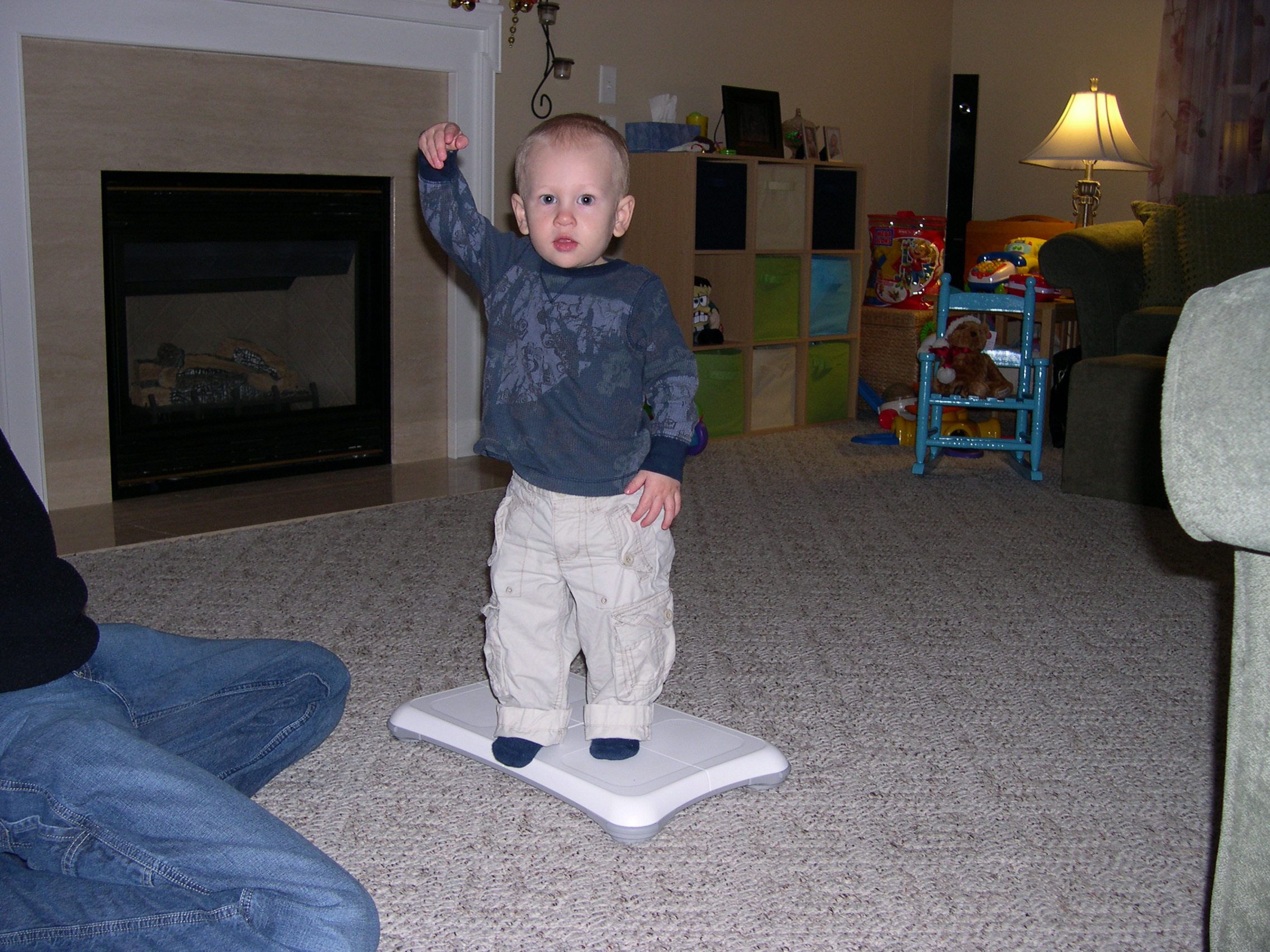 Nicky trying out the Wii Fit balance board