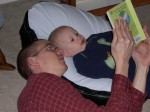 Nicky and Daddy reading together before bed