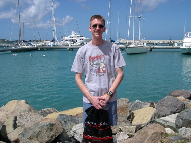 Chuck posing by the harbor