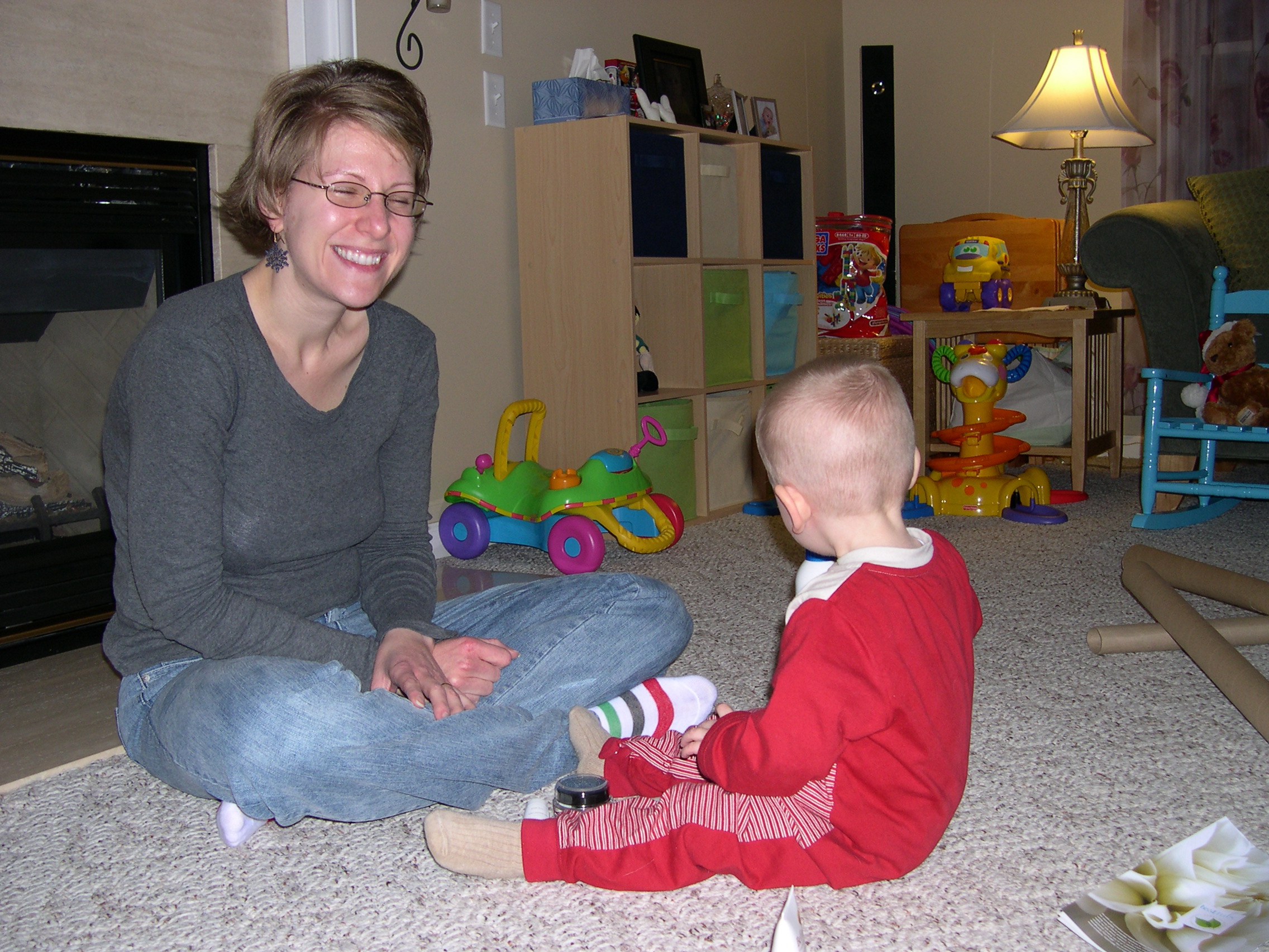 Mommy and Nicky checking out the new Test Tube