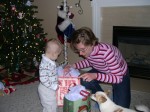 Opening presents from Grandma on Christmas Eve