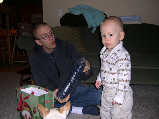 I think Daddy is more excited by the pants than Nicky is; that's okay, since they're for him!