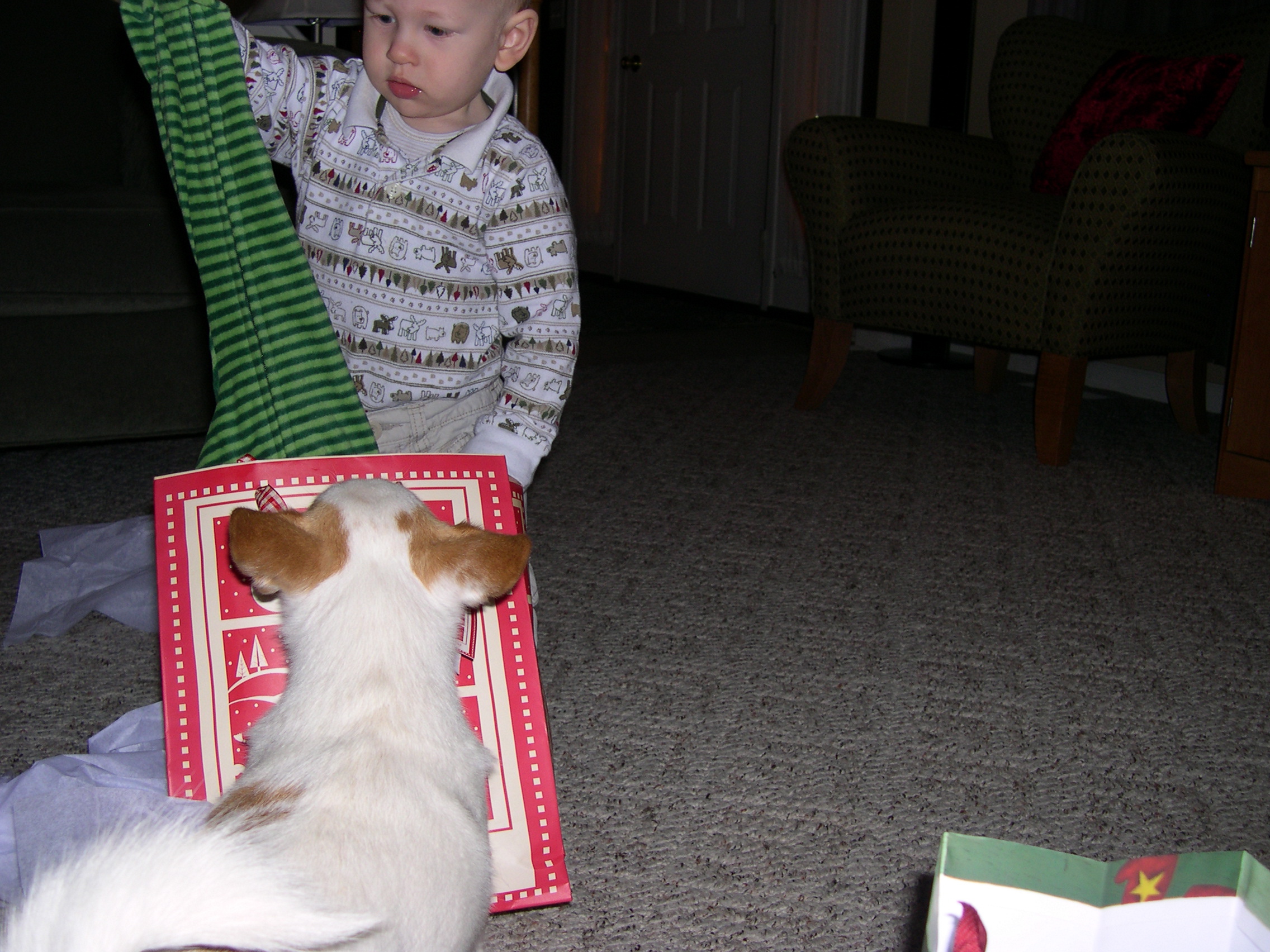 Green striped jammies!