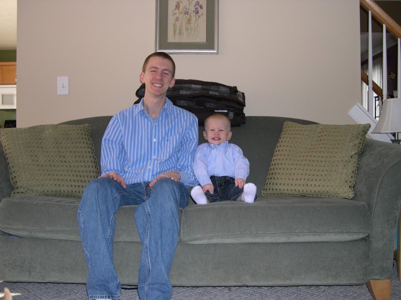 Daddy and Nicky on the couch