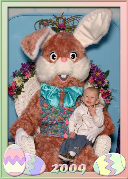 Nicky's first picture with the Easter Bunny